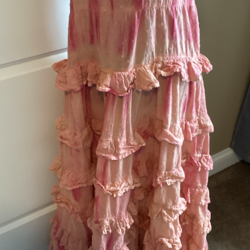 Pink Ruffled Maxi Dress - Picture 3 of 7